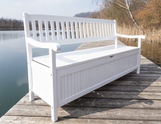 Permalink to Gartenbank Truhenbank Fsc Akazie Weiss Lackiert 2 Sitzig