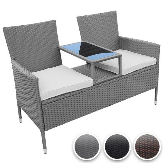 Permalink to Rattan Gartenbank Mit Stauraum Gartensofa Ablegetisch Sitzkissen