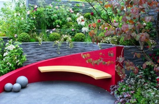 Permalink to Rote Gartenbank Metall Farbe Holz Deko Ideen Modern Originell