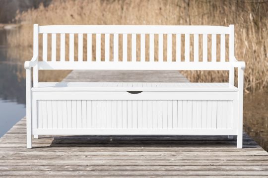Permalink to Wetterfeste Gartenbank Mit Stauraum Truhenbank Akazie Weiss Lackiert